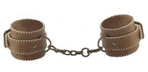 Premium Bonded Leather Bondage Ankle Cuffs Brown - - Collars And Cuffs